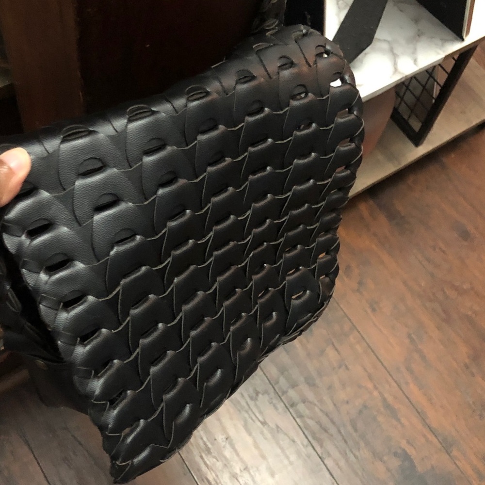 Black Woven Leather Bag
